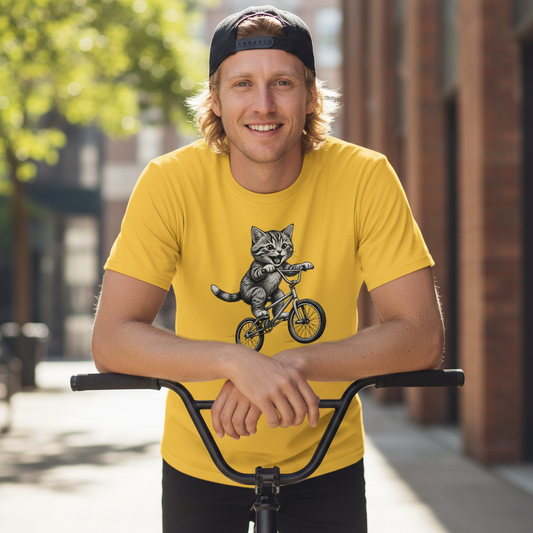 Cat on BMX Bike T-Shirt