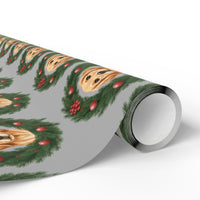 Load image into Gallery viewer, Wrapping Papers, Golden Retriever Wreath Gift Wrap, Dog Lover Holiday Present Packaging, Festive Christmas Wrappers, Cute Pet Theme
