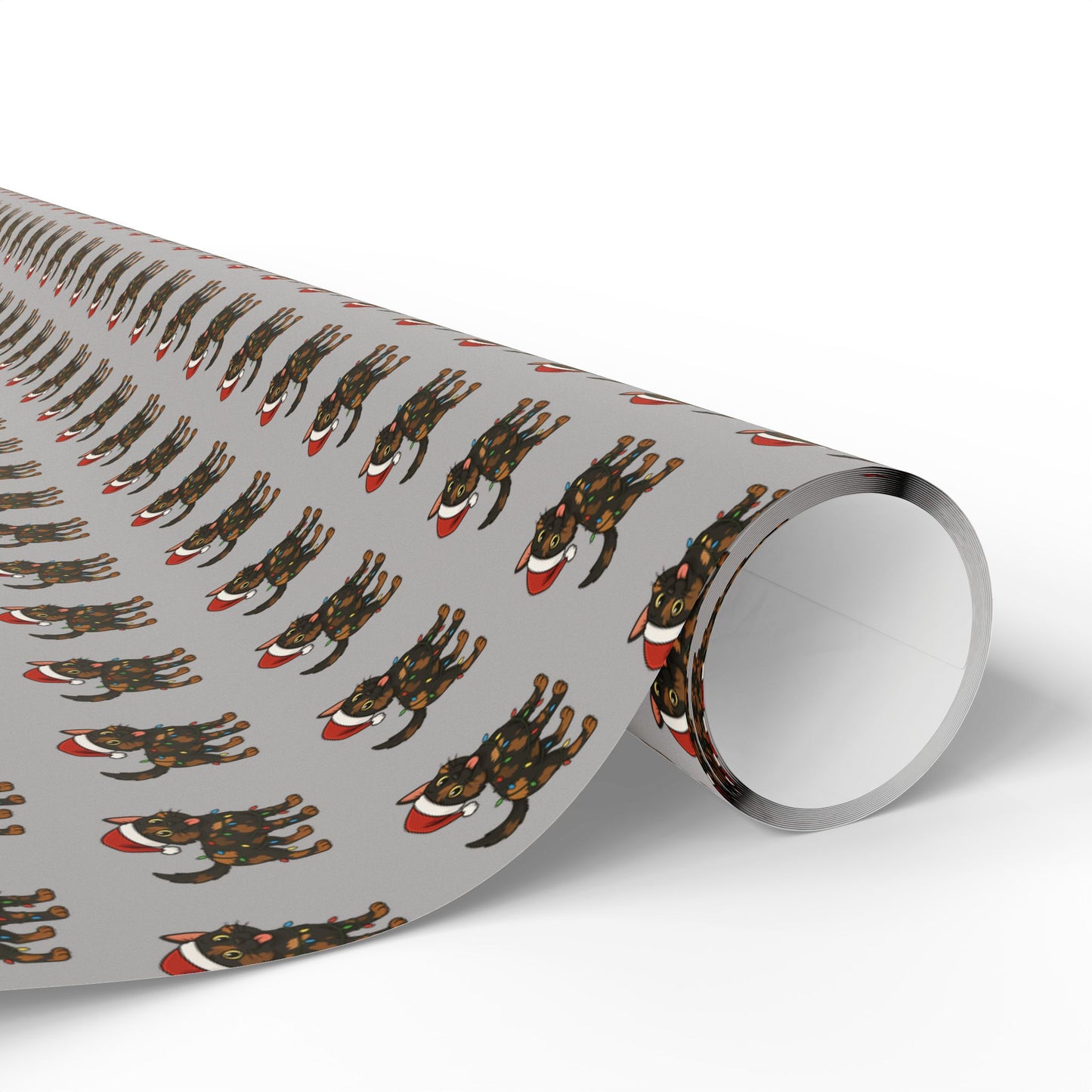 Tortie Cat Tangled in Christmas Lights Wrapping Paper