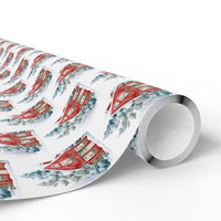 Load image into Gallery viewer, Holiday Wrapping Paper — Picturesque Red House on Snowy Landscape