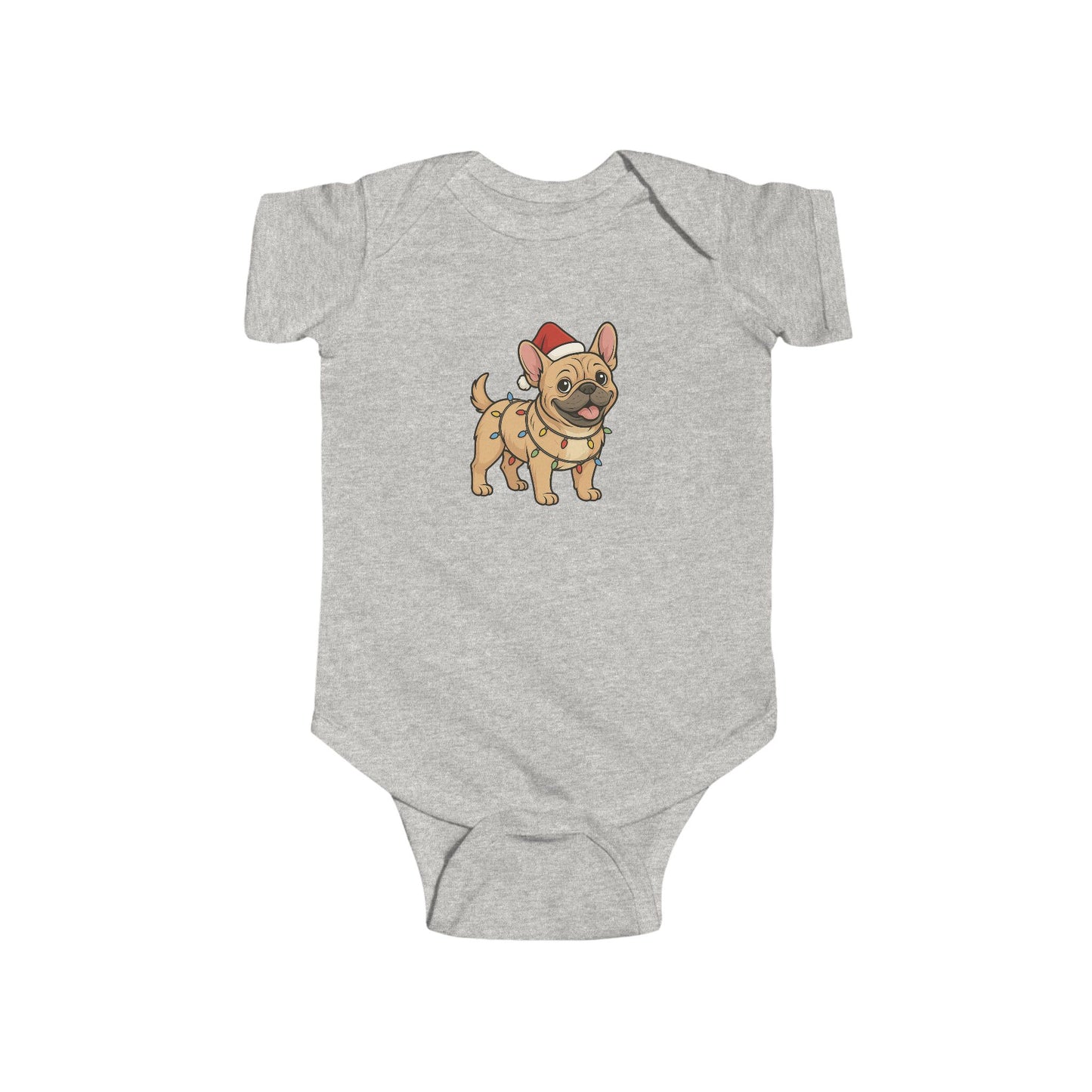 French Bulldog Wearing Santa Hat Infant Bodysuit | Christmas Puppy Onesie