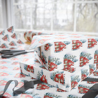 Load image into Gallery viewer, Holiday Wrapping Paper — Picturesque Red House on Snowy Landscape