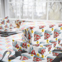 Load image into Gallery viewer, Picturesque Red House on a Snowy Christmas Eve Wrapping Paper