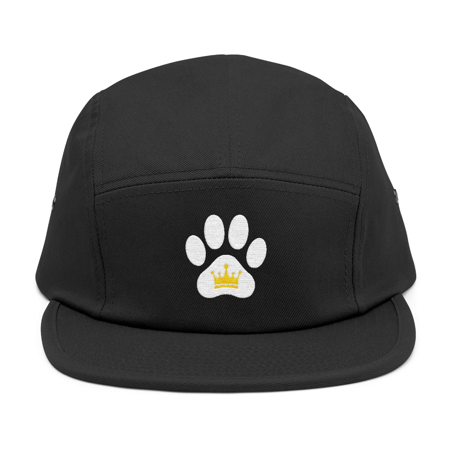 Dog Paw Print Crown Animal Lover 5 Panel Cap | Embroidered