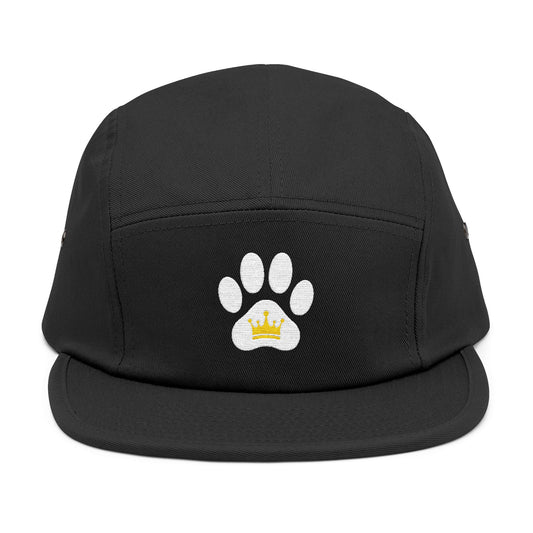 Dog Paw Print Crown Animal Lover 5 Panel Cap | Embroidered