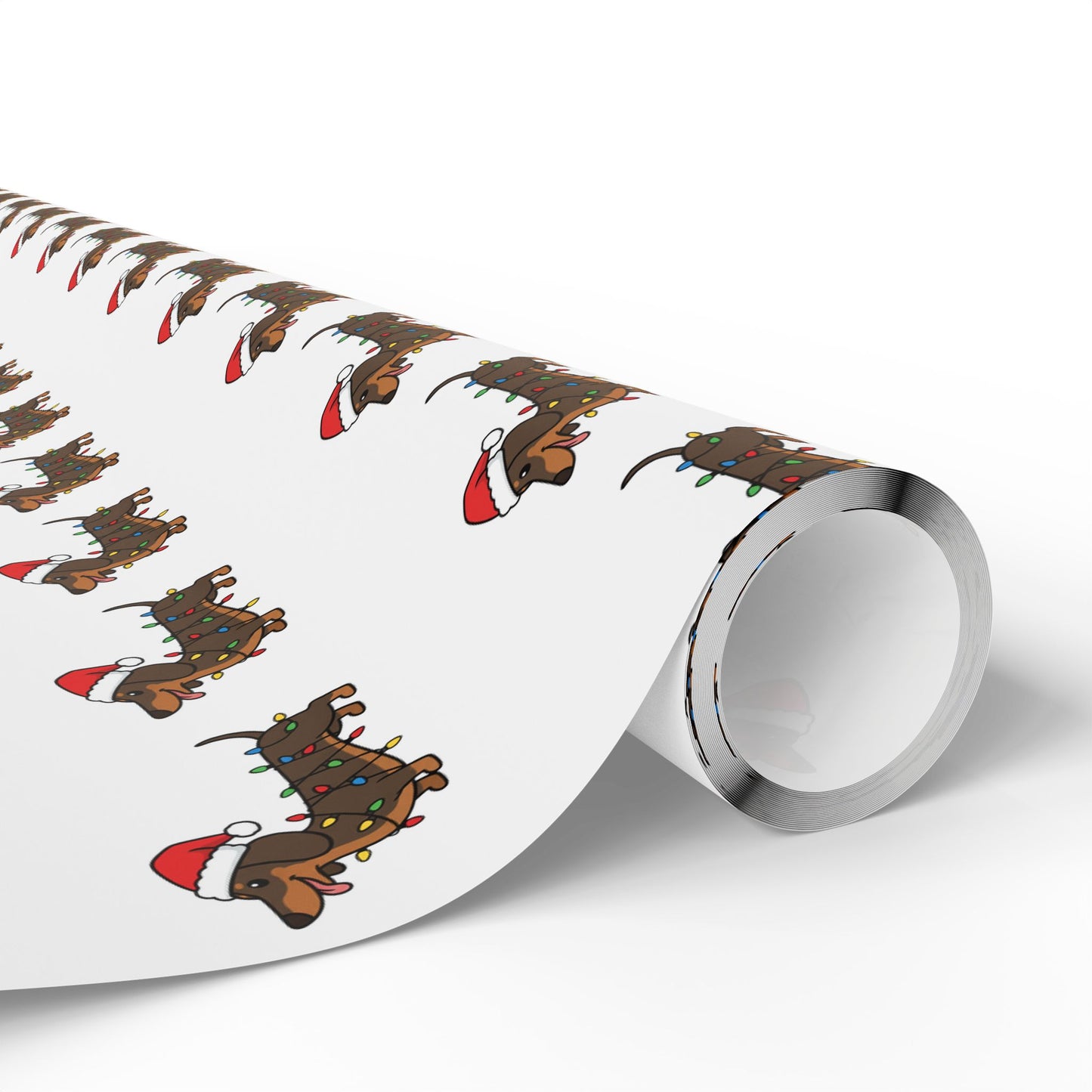 Dachshund Tangled in Christmas Lights Gift Wrap, Cute Dog Lover Holiday Present Christmas Wrapping Paper