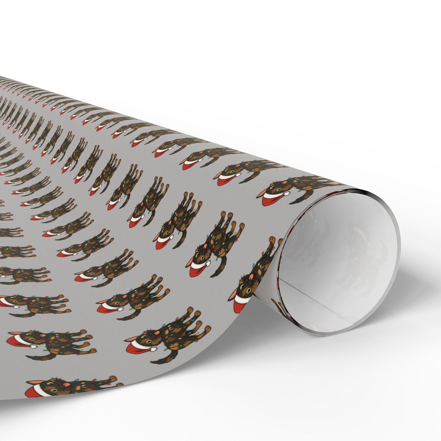 Tortie Cat Tangled in Christmas Lights Wrapping Paper