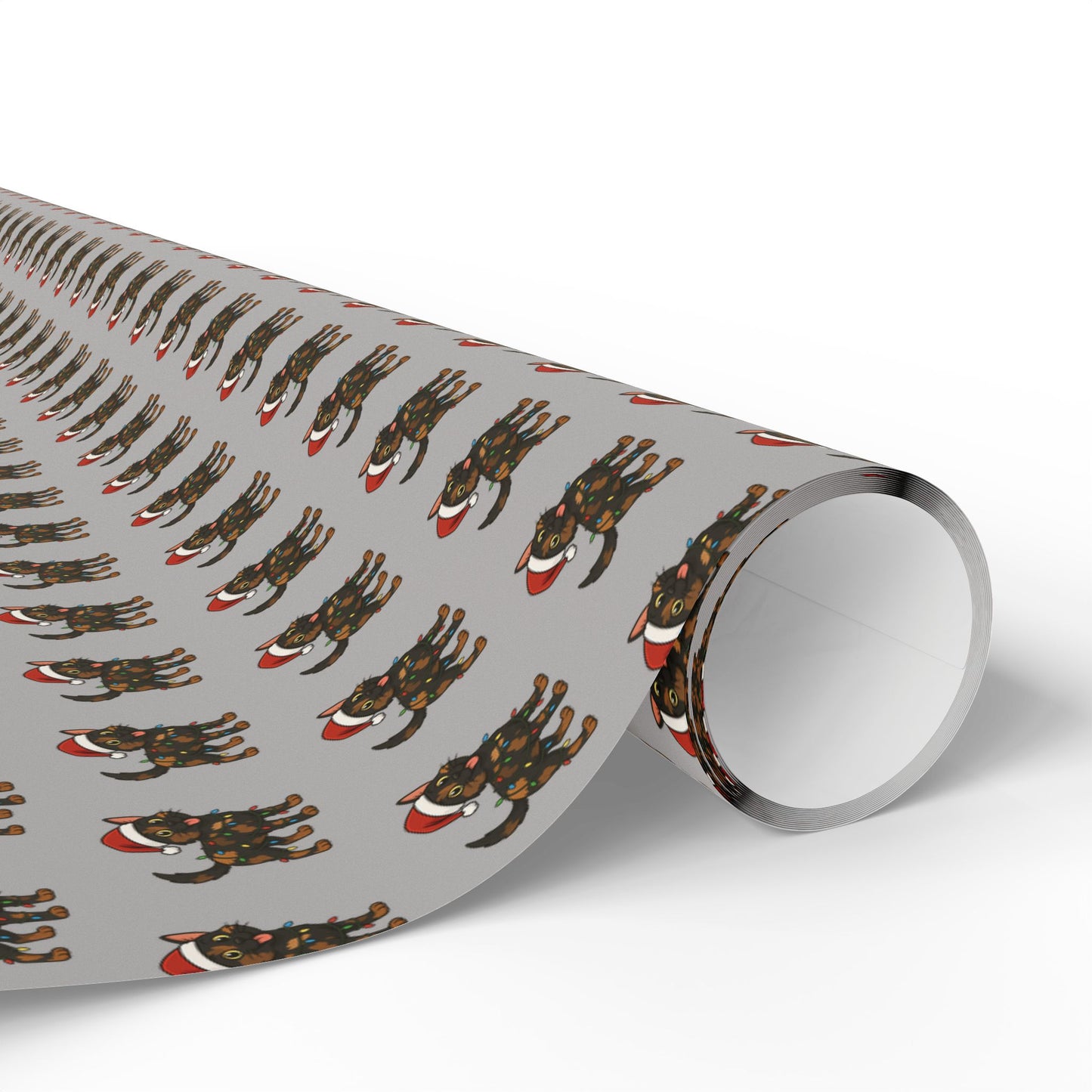 Tortie Cat Tangled in Christmas Lights Wrapping Paper