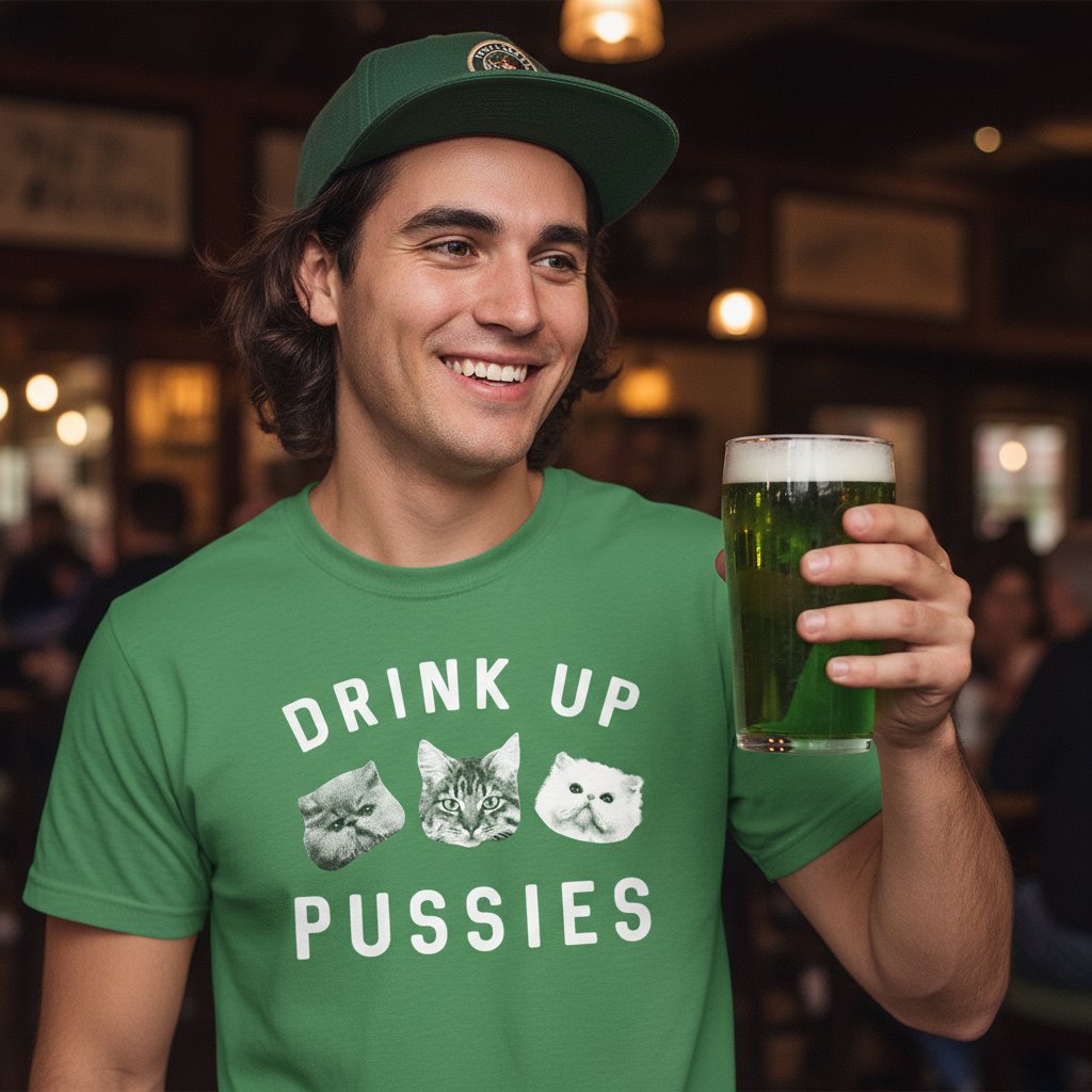 Drink Up Pussies Cat T-Shirt