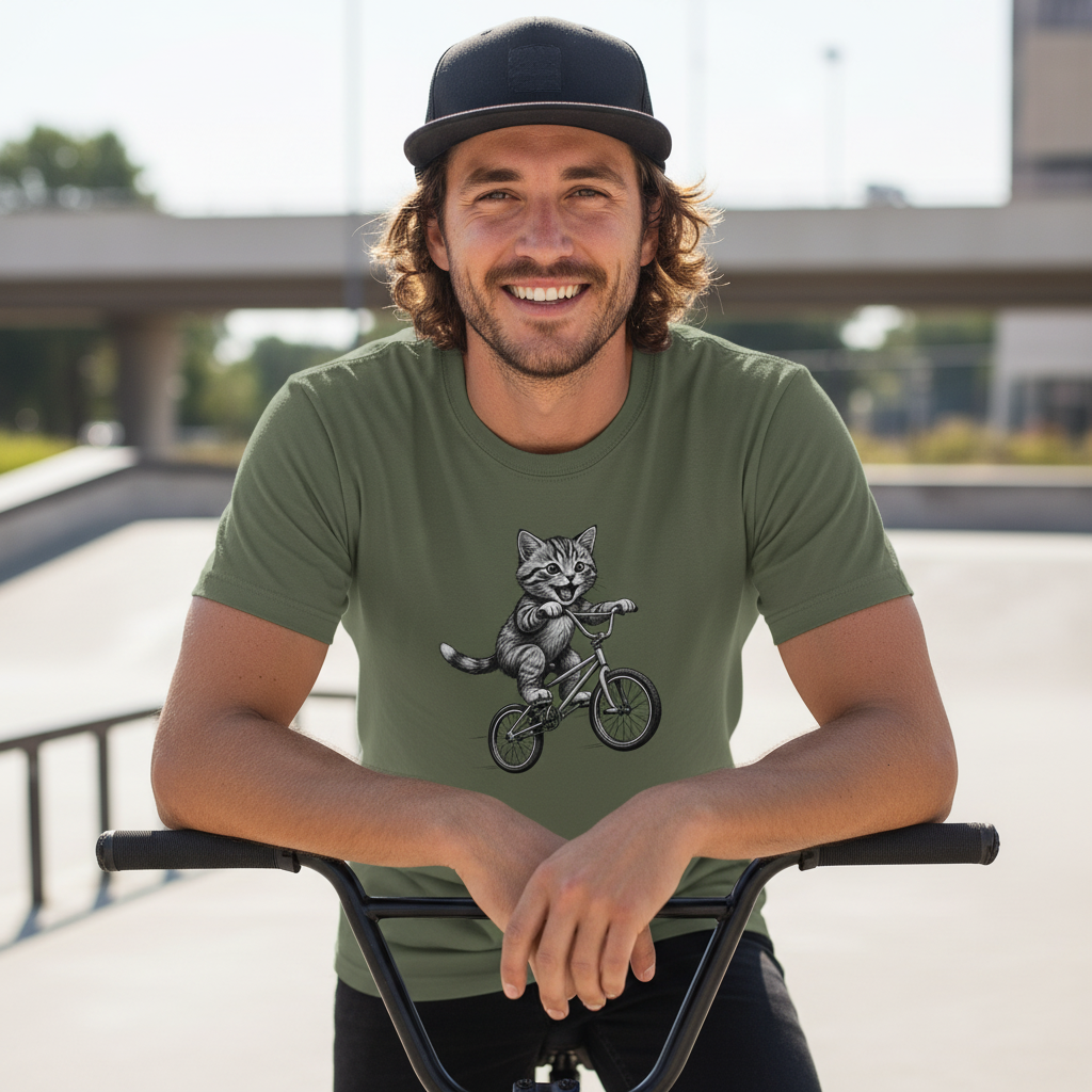 Cat on BMX Bike T-Shirt
